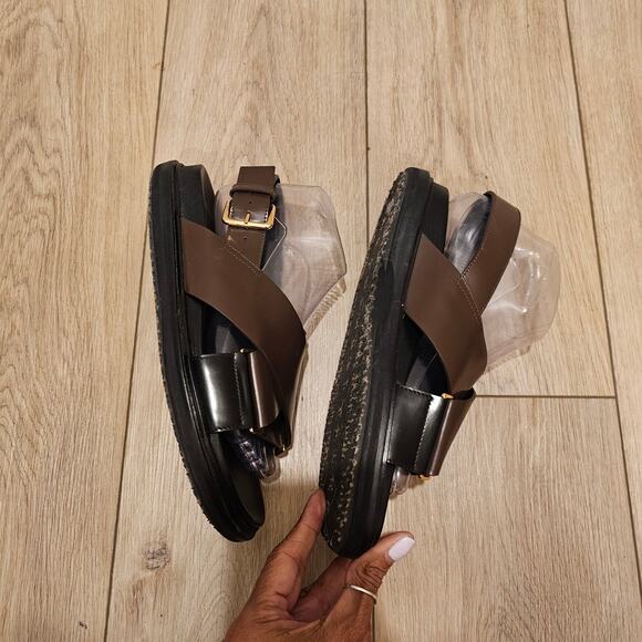 Marni Fussbett Brown Leather Sandals Size  39 - Picture 4 of 6